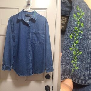 Vintage embroidered denim long sleeve shirt